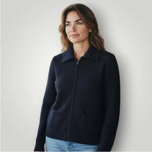 Like New - Talbots Plus Size Naby Blue Textrued Cardigan 2x